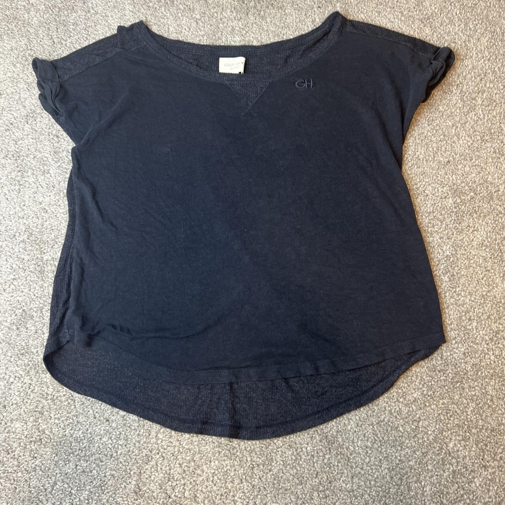 Gilly Hicks Shirt Womens XS Navy‎ Blue Short Sleeve Casual High Low Hem Soft Tee